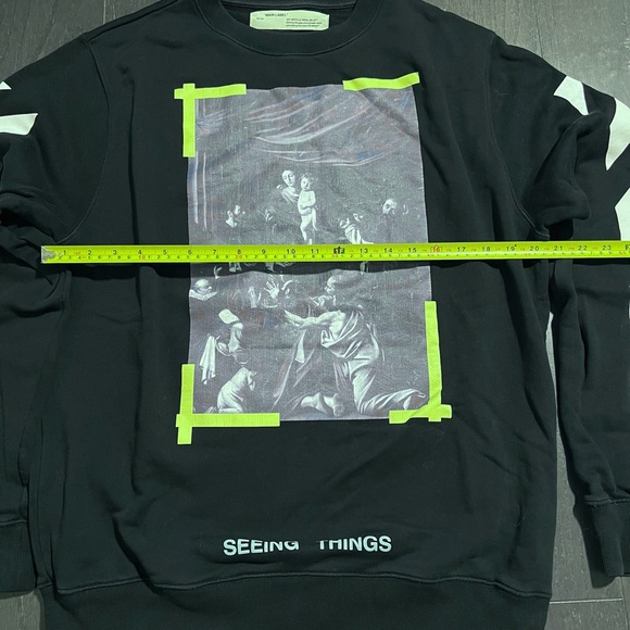 Off-White Seeing Things Caravaggio Crewneck Cotton Jumper in Black Medium - Picture 7 of 8